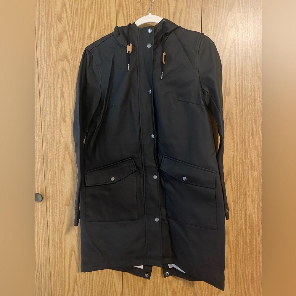 Levi’s Black Faux Leather Rain Jacket Size Small